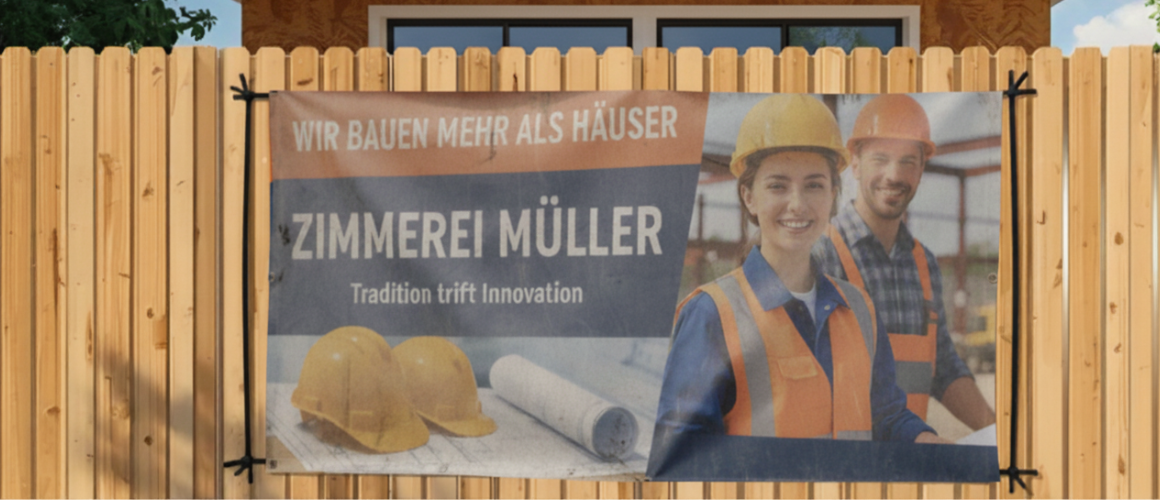 Standard Banner in schlechter Qualität mit verwaschenen Farben und unscharfem Druck.